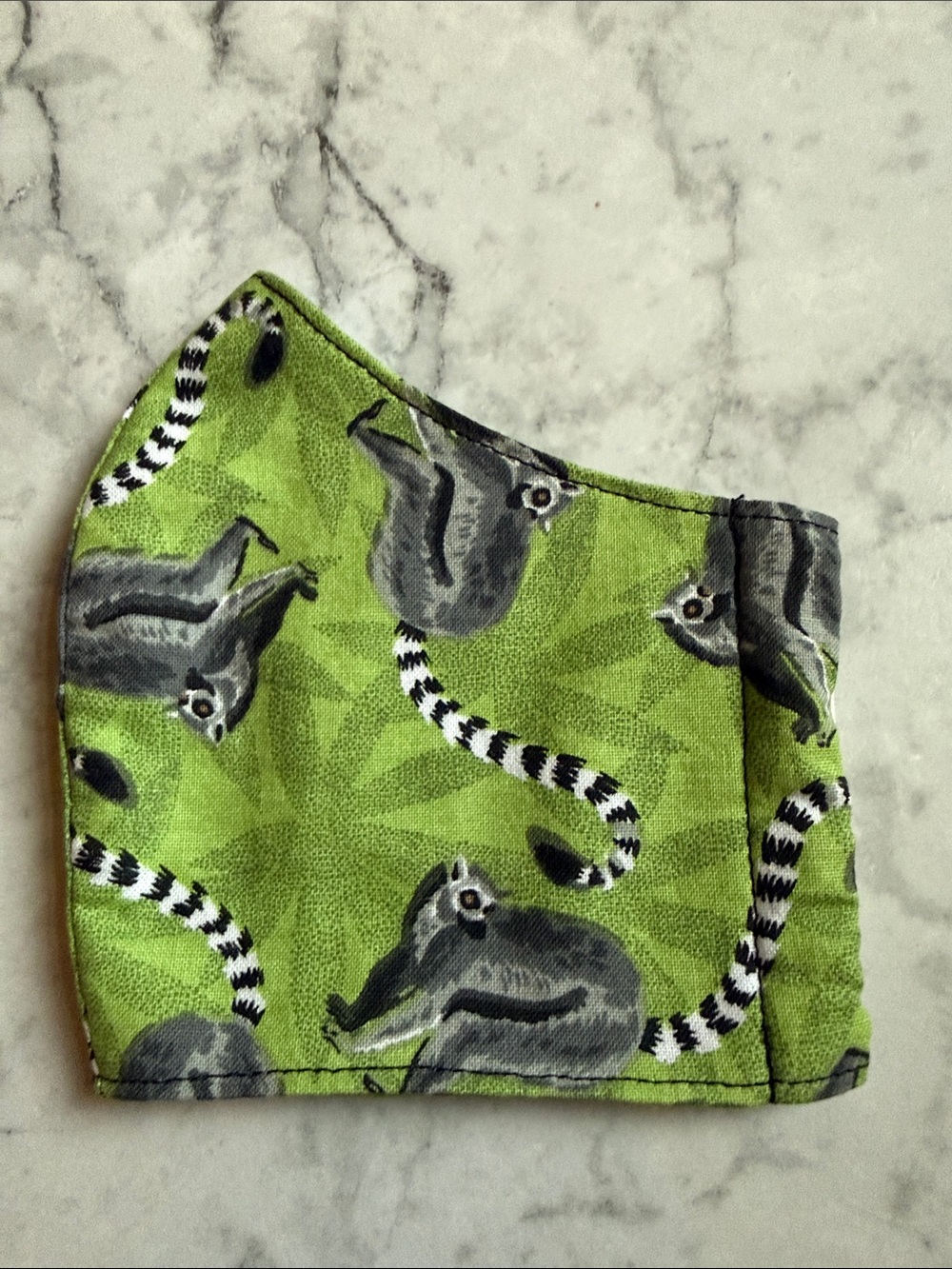 Kids Green Lemur Print Face Mask